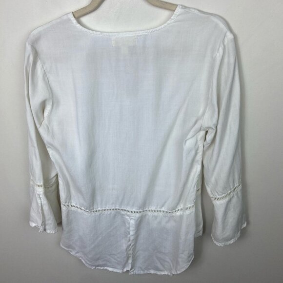 Anthropologie Cloth and Stone White Ladder Lace‎ Blouse Size Small Eyelet Top S - Picture 4 of 10